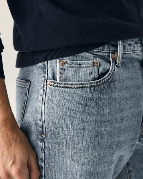 on model image of Japanese Stretch Selvedge Denim - HB Athletic Tapered