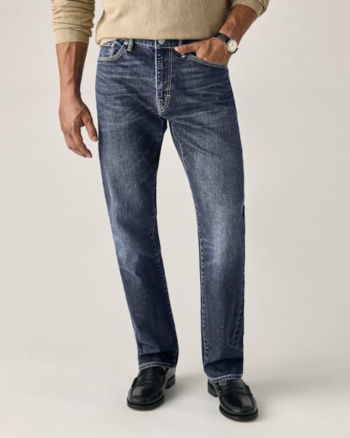 on model image of Japanese Stretch Selvedge Denim - HB Athletic Straight