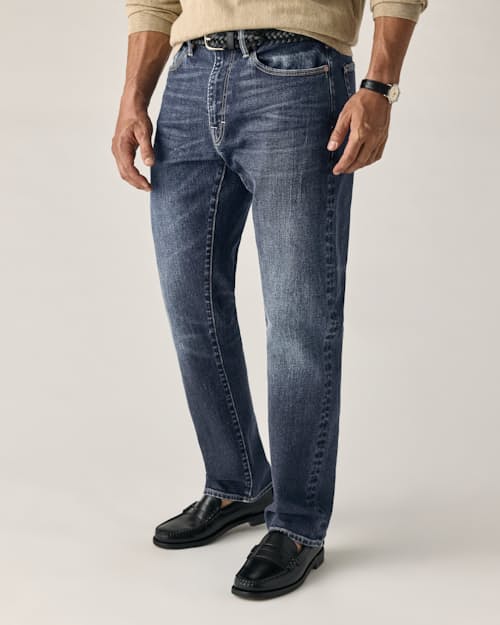 on model image of Japanese Stretch Selvedge Denim - HB Athletic Straight