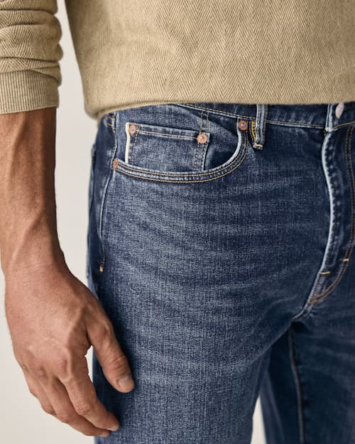 on model image of Japanese Stretch Selvedge Denim - HB Athletic Straight