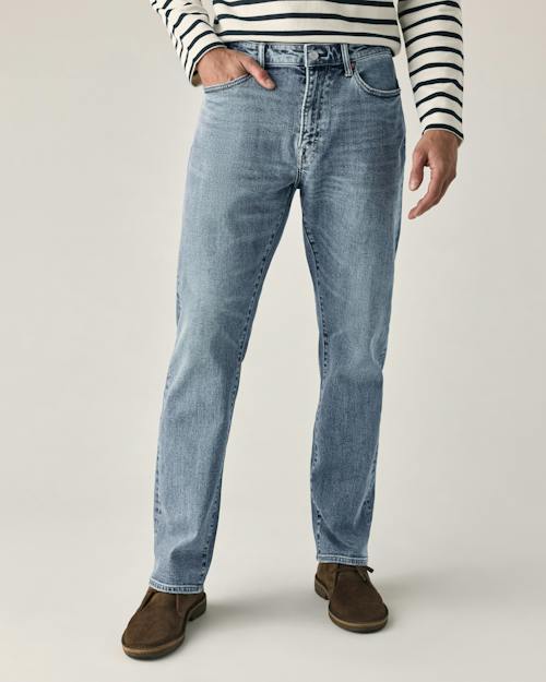 on model image of Japanese Stretch Selvedge Denim - HB Athletic Straight