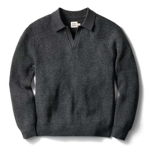 laydown image of Bolinas Cotton Johnny Collar Sweater Polo
