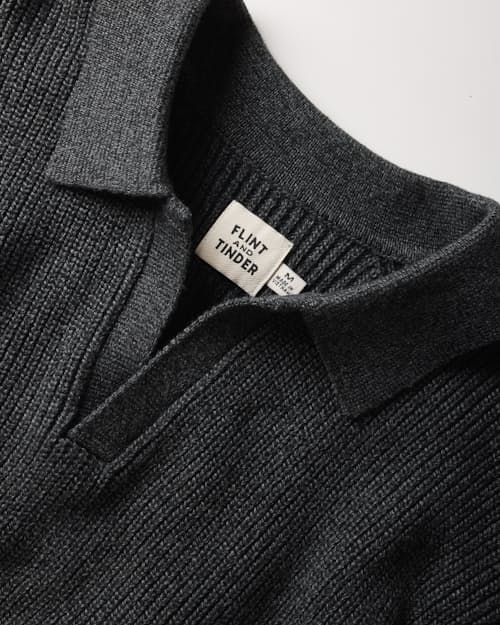 laydown detail image of Bolinas Cotton Johnny Collar Sweater Polo
