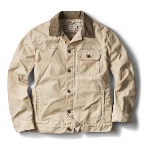 laydown image of Flannel-Lined Waxed Trucker Jacket