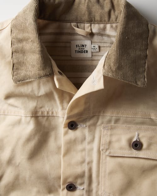 laydown detail image of Flannel-Lined Waxed Trucker Jacket
