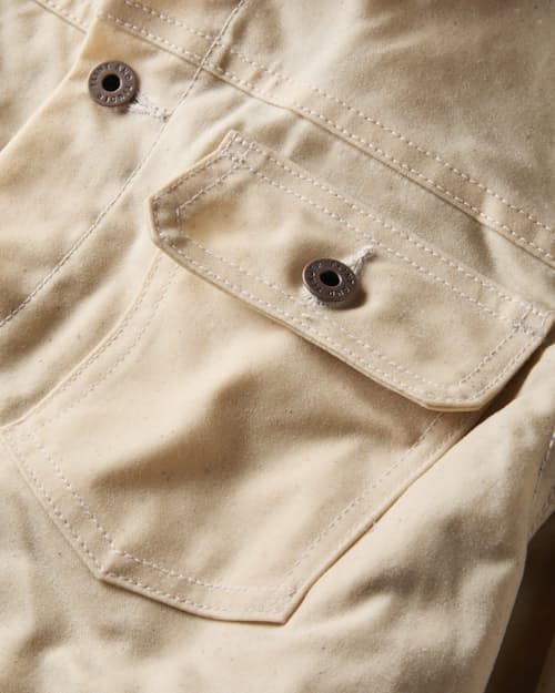 laydown detail image of Flannel-Lined Waxed Trucker Jacket