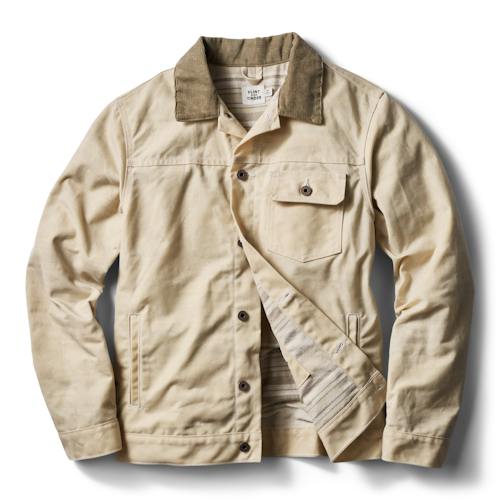 laydown image of Flannel-Lined Waxed Trucker Jacket
