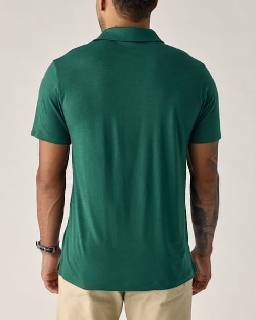 on model image of 72-Hour Merino Polo Shirt
