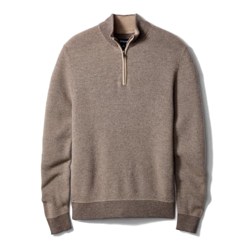laydown image of Easycash Merino Quarter Zip Sweater
