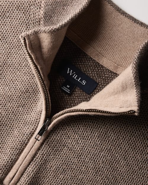 laydown detail image of Easycash Merino Quarter Zip Sweater