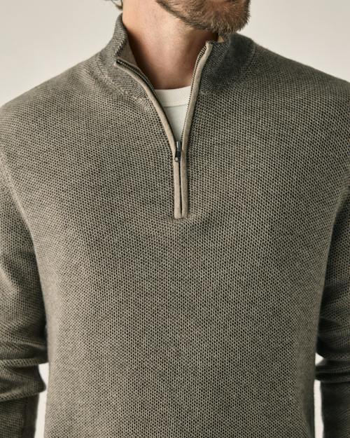on model image of Merino-Cashmere Quarter-Zip Sweater