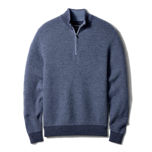laydown image of Easycash Merino Quarter Zip Sweater
