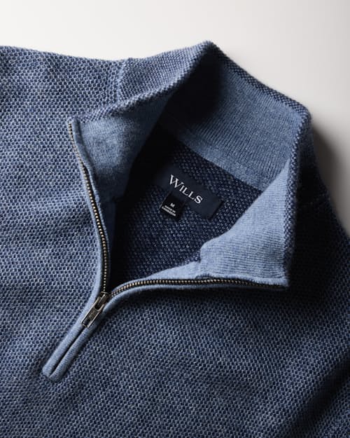 laydown detail image of Easycash Merino Quarter Zip Sweater