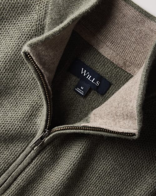 laydown detail image of Easycash Merino Quarter Zip Sweater