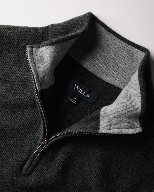 laydown detail image of Easycash Merino Quarter Zip Sweater