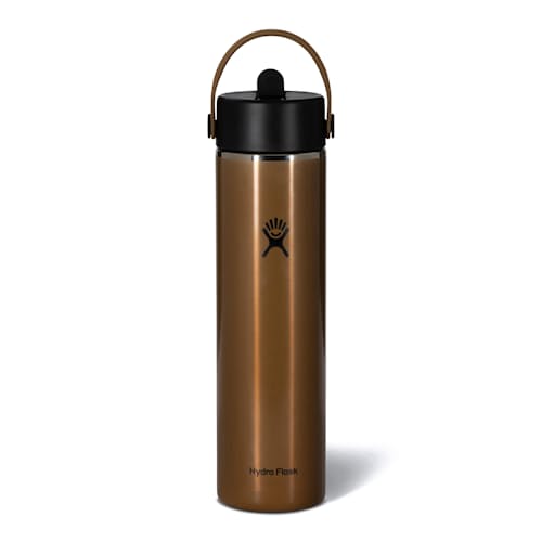 laydown image of Hydro Flask Campcore 24 oz Lightweight Wide Flex Straw Cap Latte Brown