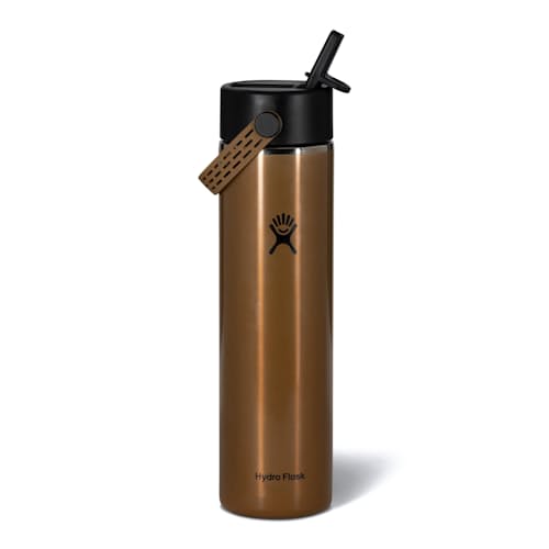 laydown image of Hydro Flask Campcore 24 oz Lightweight Wide Flex Straw Cap Latte Brown