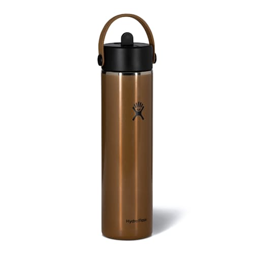 laydown image of Hydro Flask Campcore 24 oz Lightweight Wide Flex Straw Cap Latte Brown