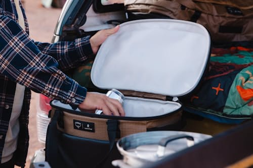 lifestyle image of Osprey x Hydro Flask Campcore Carryout™ Backpack 22L