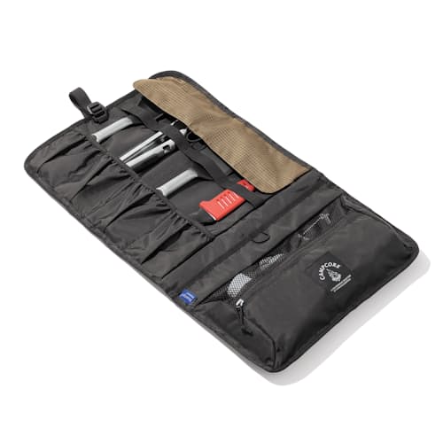 laydown image of OXO Campcore Cooking Tool Roll & Utensil Set