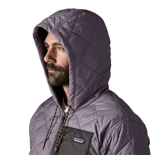on model image of Diamond Quilted Bomber Hoody