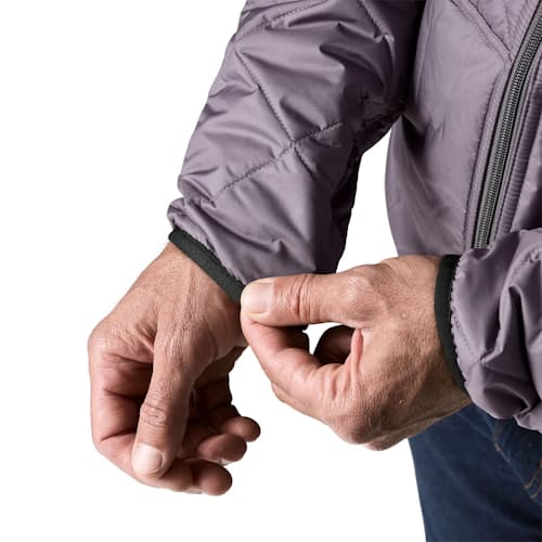 on model image of Diamond Quilted Bomber Hoody