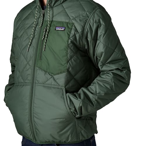 on model image of Diamond Quilted Bomber Hoody