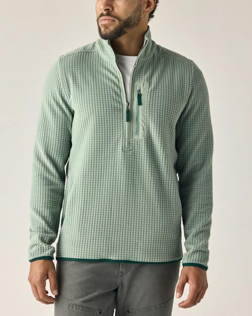 on model image of GridFleece Half-Zip