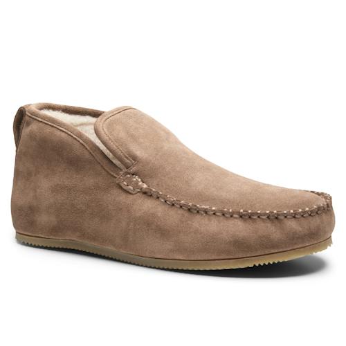 laydown image of Suede Shearling Lined Chukka Slipper