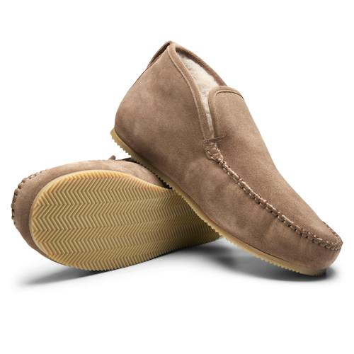 laydown image of Suede Shearling Lined Chukka Slipper