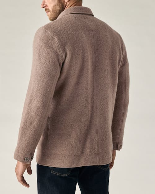 on model image of Boiled Wool Chore Blazer