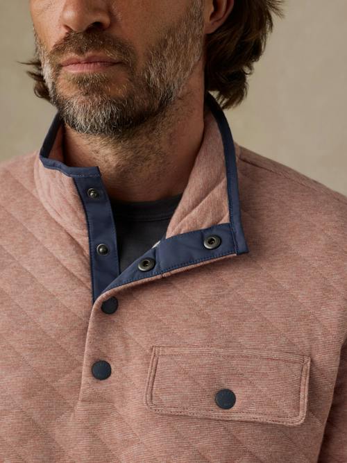 on model image of Epic Fleece Quilted Pullover
