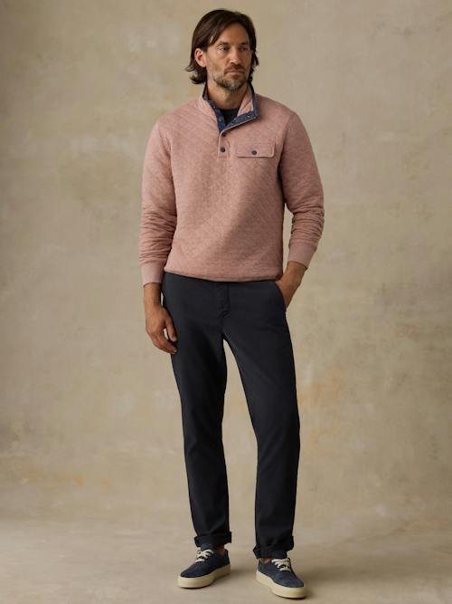 on model image of Epic Fleece Quilted Pullover