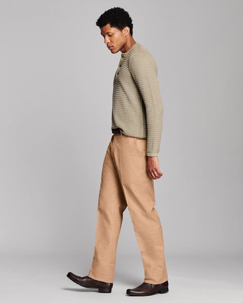 on model image of Garment Dyed Links Henley