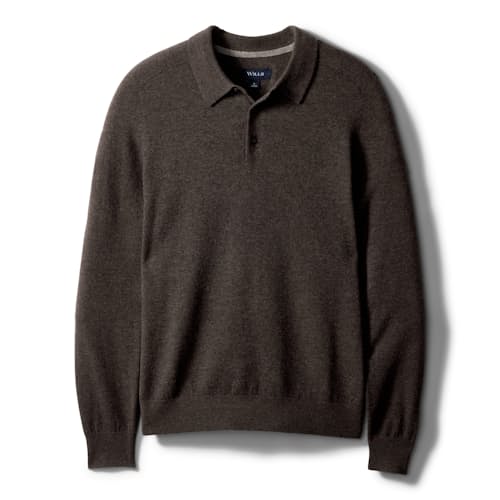 laydown image of Easycash Merino Long Sleeve Polo