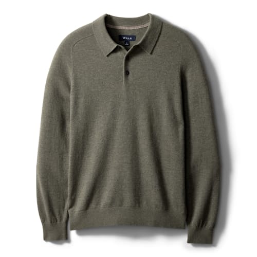laydown image of Easycash Merino Long Sleeve Polo