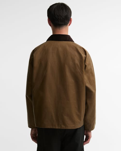 on model image of Transport Wax Jacket