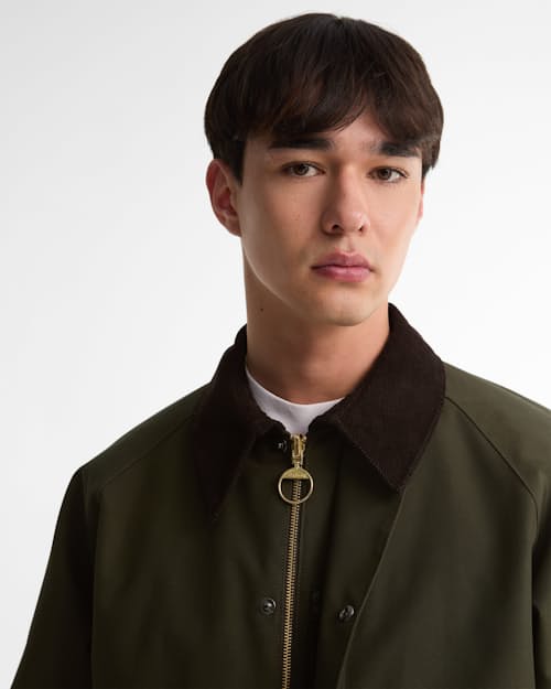 on model image of Transport Wax Jacket