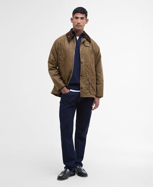 on model image of Bedale Wax Jacket