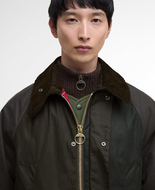 on model image of Bedale Wax Jacket