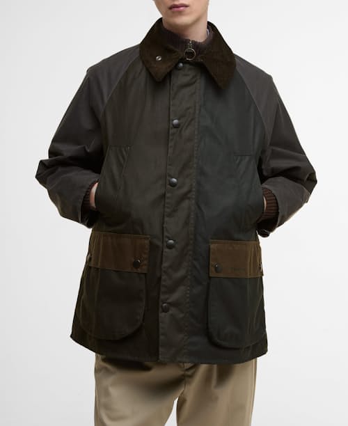 on model image of Bedale Wax Jacket