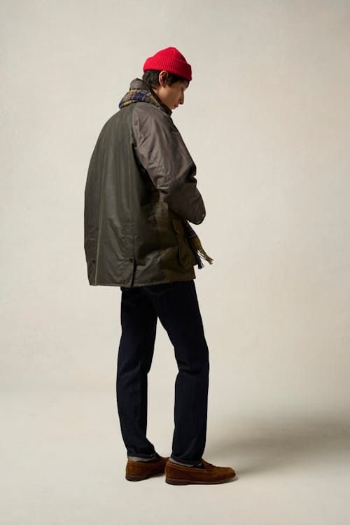 on model image of Bedale Wax Jacket