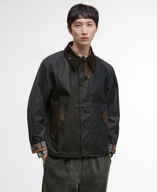 on model image of Transport Wax Jacket