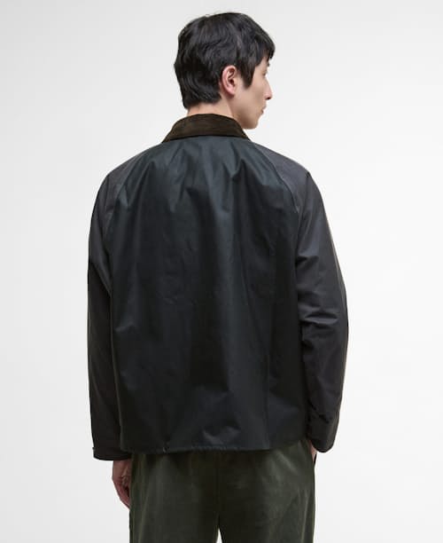 on model image of Transport Wax Jacket