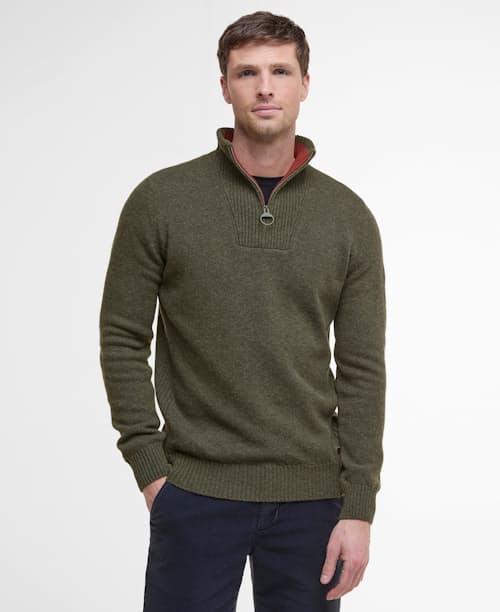 on model image of Nelson Quarter Zip Sweater