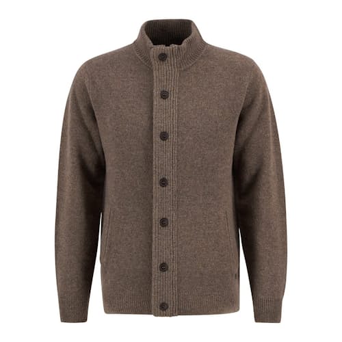 laydown image of Essential Patch Zip Through Knitted Jumper