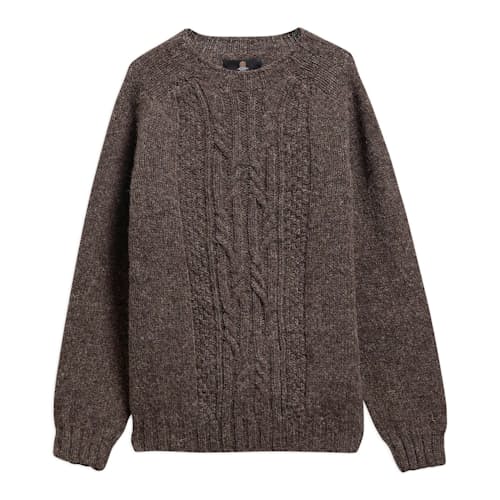 laydown image of Scottish Made Natural Yarn Cable Crew