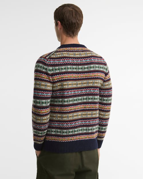 on model image of Scottish Made Fairisle Crew