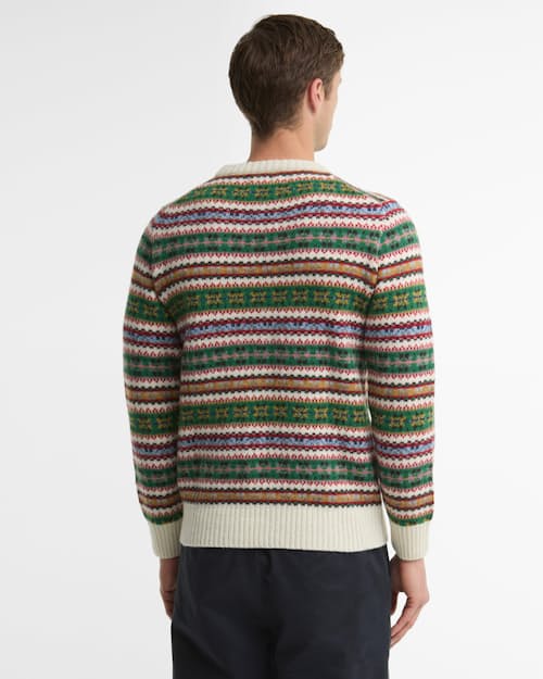 on model image of Scottish Made Fairisle Crew