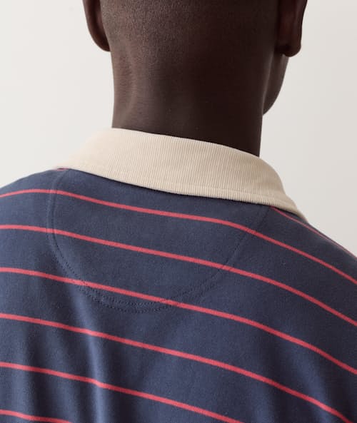 on model image of Sueded Rugby Polo